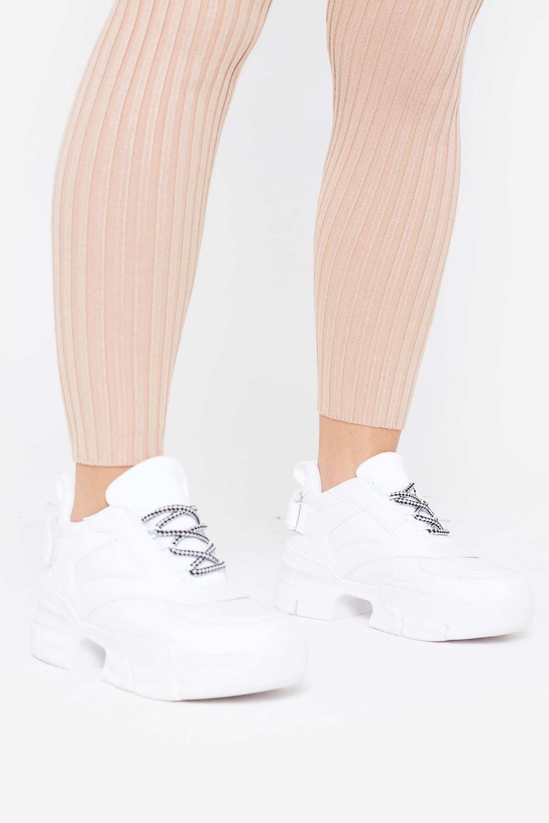 Luna Chunky Trainers in White Vegan Leather