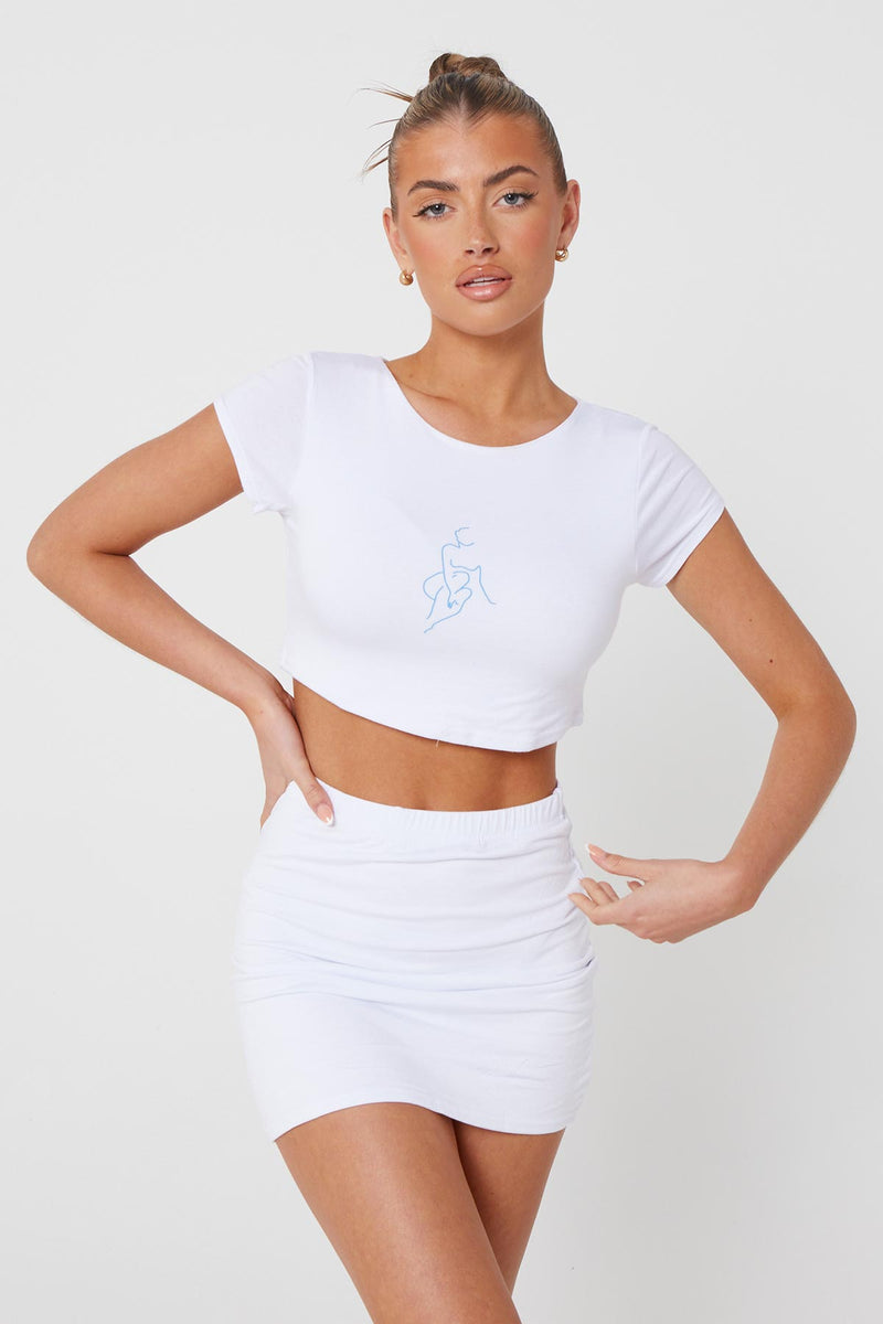 White Crop Top & Mini Skirt Co-Ord