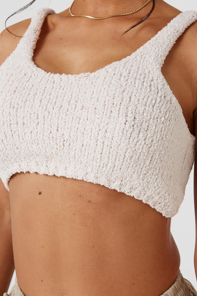 Cream Premium Soft Knit Scoop Crop Top