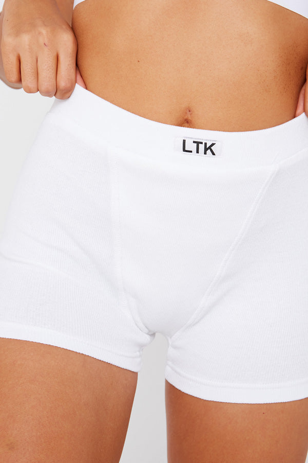 White LTK High Waisted Boy Shorts