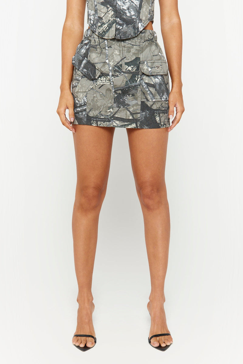 Black Wildlife Mini Skirt