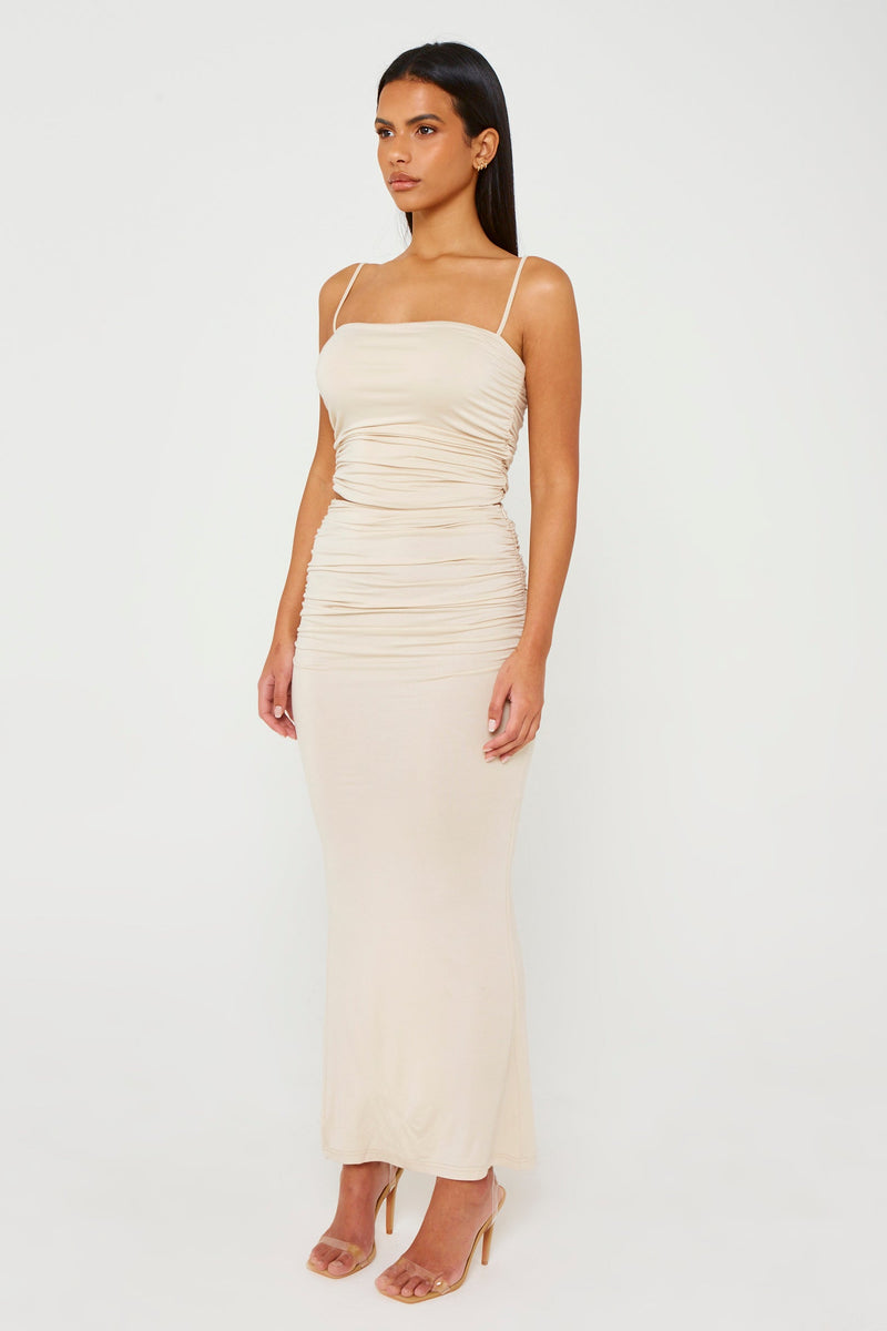 Stone Ruched Bamboo Jersey Maxi Skirt
