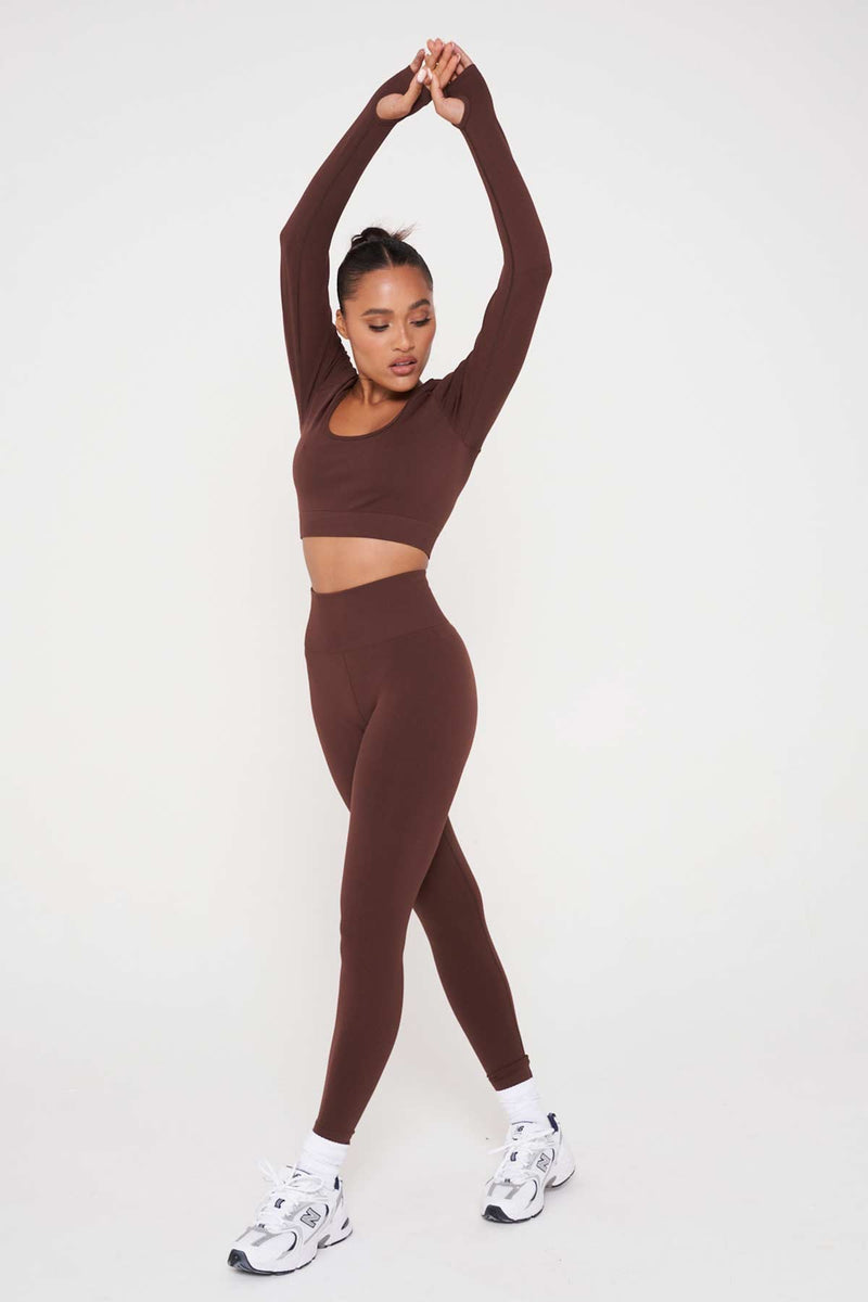 Brown Recycled Seamless High Waisted Leggings