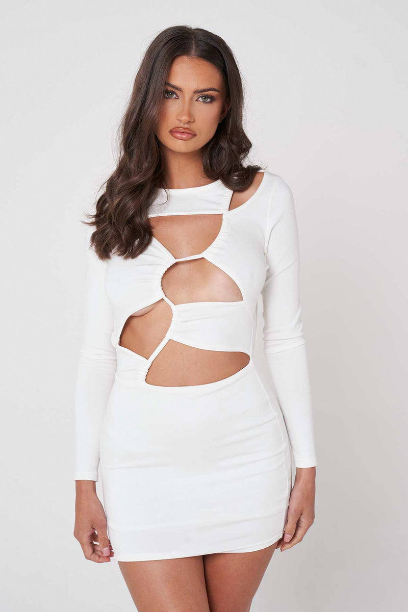 White Cut Out Thread Dress
