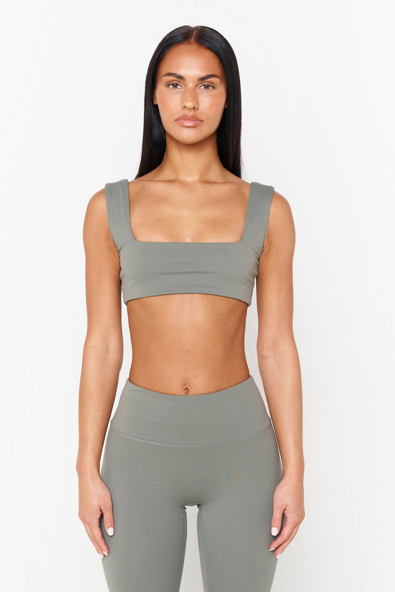 Matcha Green Recycled Square Neck Crop Top