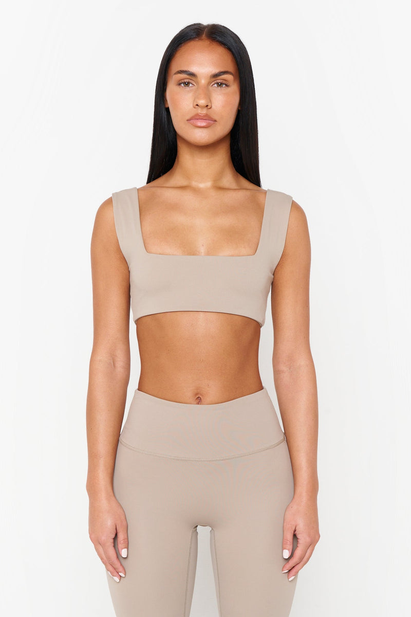 Mocha Recycled Square Neck Crop Top