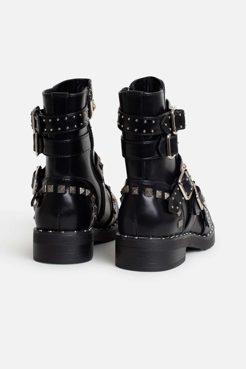 Shannon Military Boots in Black Vegan Leather