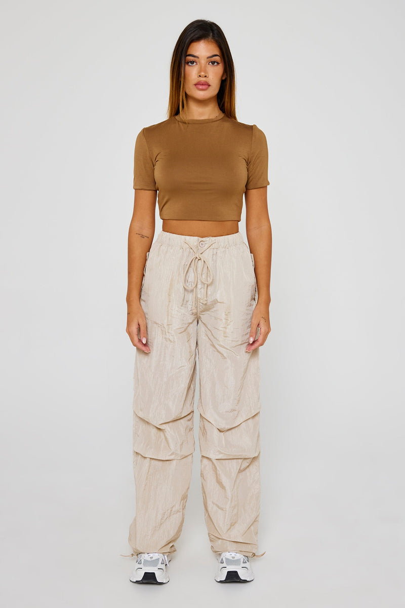 Brown Organic Bamboo Cropped T